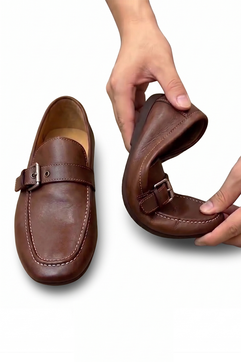 Mocassins en cuir pour hommes avec sangle à boucle