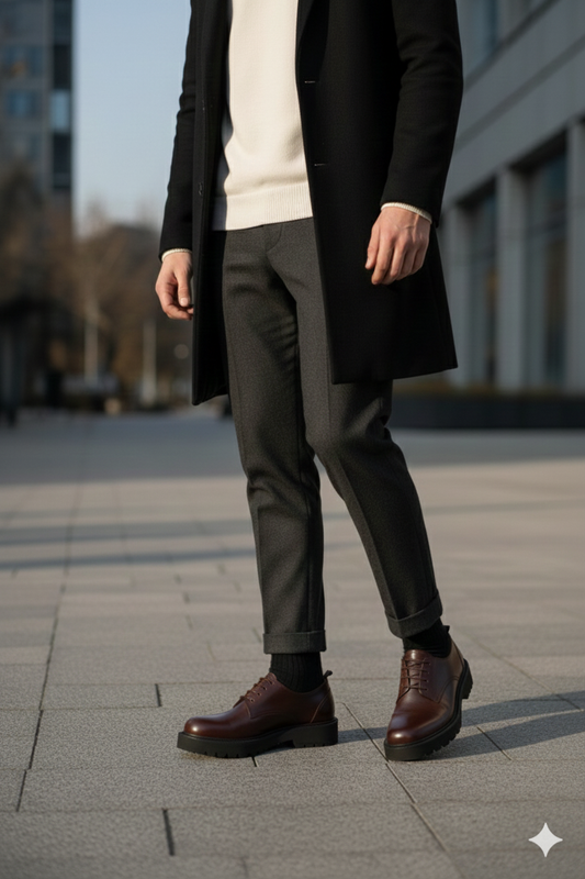 Chaussures Derby modernes en cuir noir pour l’explorateur urbain