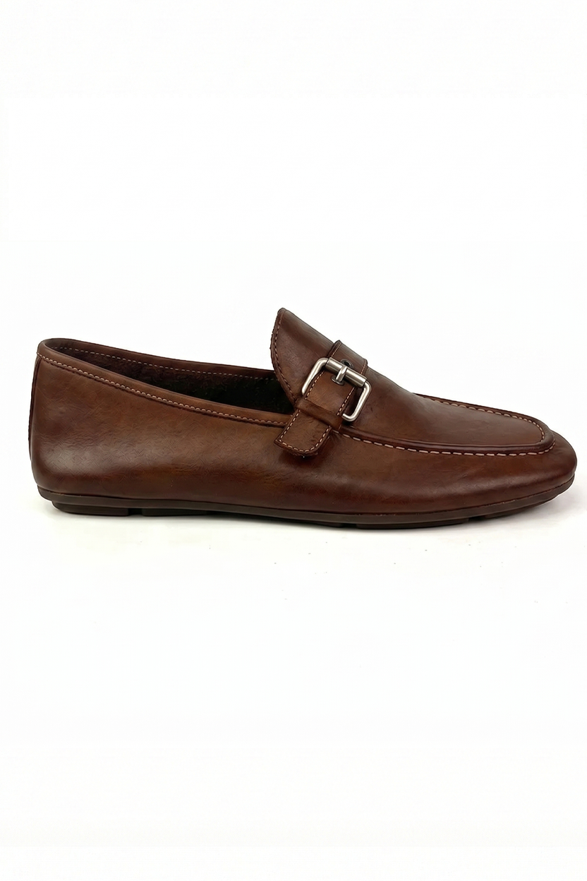 Mocassins en cuir pour hommes avec sangle à boucle