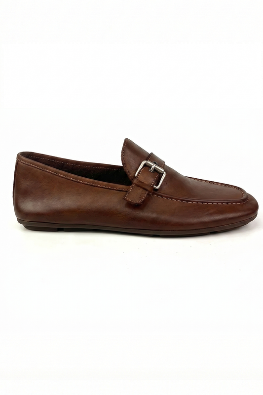 Mocassins en cuir pour hommes avec sangle à boucle
