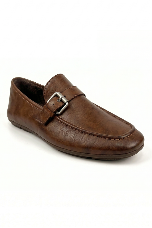 Mocassins en cuir pour hommes avec sangle à boucle