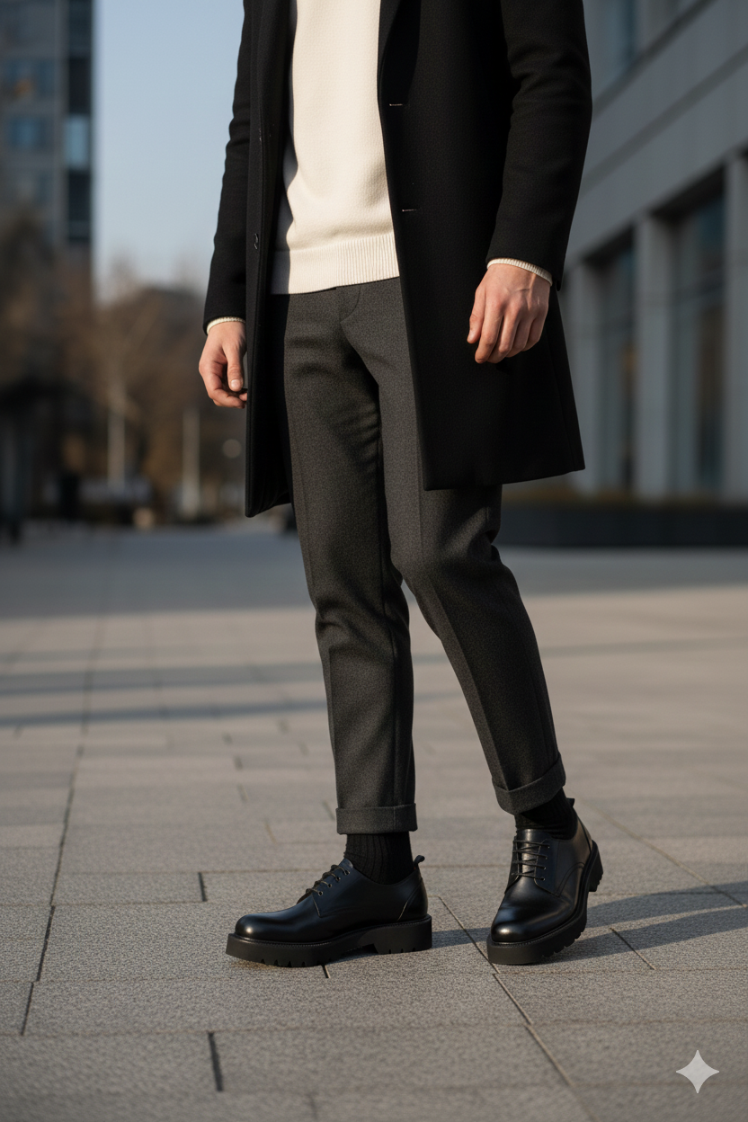 Chaussures Derby modernes en cuir noir pour l’explorateur urbain